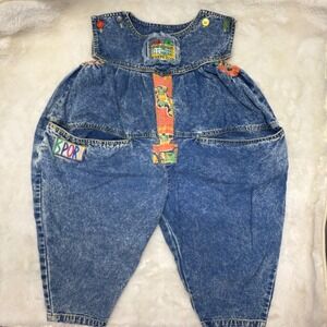 Vintage Bubble Romper Sour Puss 100% Cotton Acid Wash Rare Blue‎ Jean